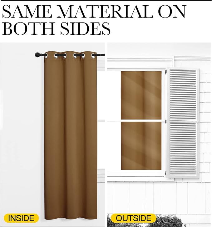 NICETOWN Sleek Blackout Curtains 84 inches Length for Windows, Noise Reducing and Block Draft Panels for Door Doorway Laundry Office Luxury Decor Theme (2 Panels, Gold Brown, W34 x L84 -Inch)
