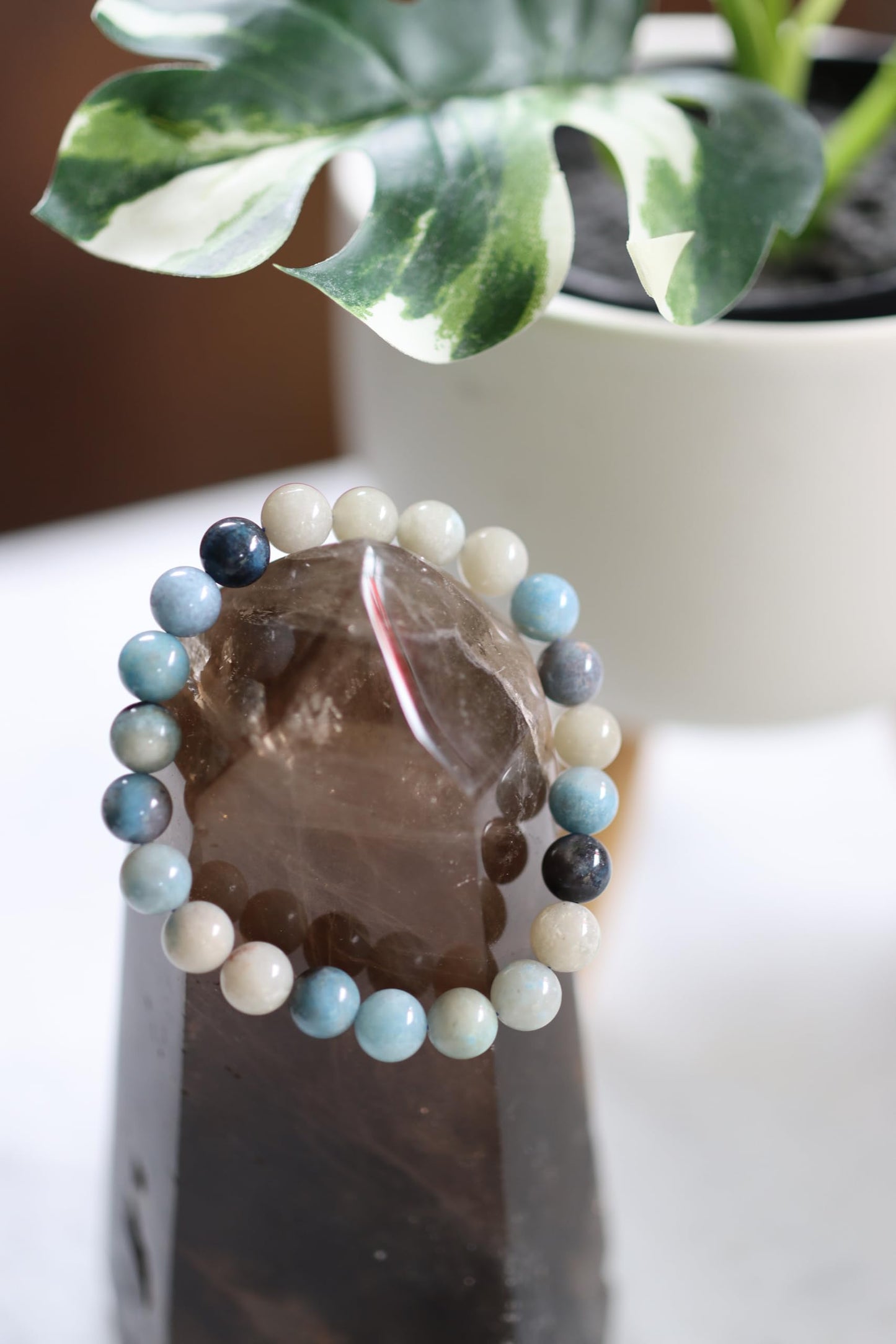 The Vida Handmade AAA+ Quality Crystal Stretch Elastic Bracelet - Nature Gemstone - Jewelry Gift - Holiday Gift - For Women & Men (Trolleite)