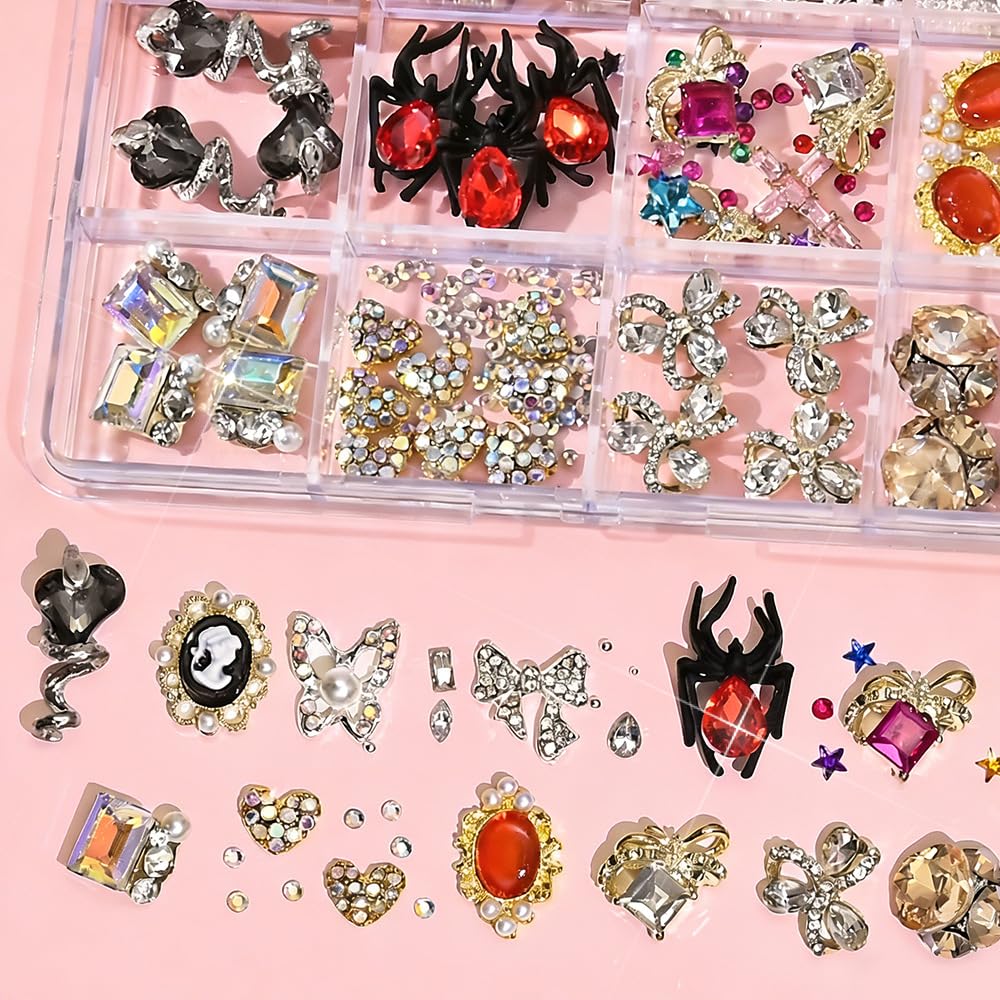 3D Nail Charms and Gems Cute Rhinestones Y2K for Nails Nesign Junk Case Charms Jewels for Nail Art Decorations (Fancy Diamonds)