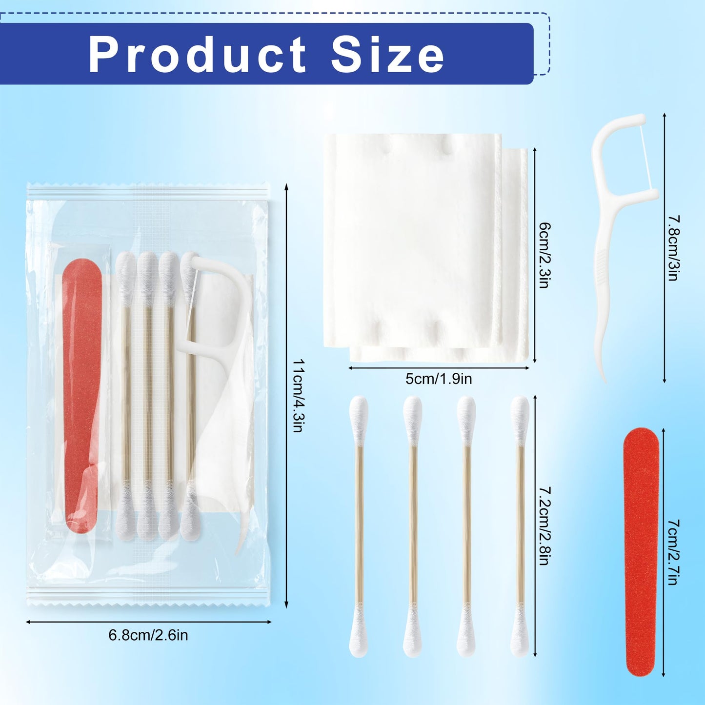 LLHQAMT Vanity Kits Bulk, Hotel Vanity Individual Packaging, Vanity Kit With Cotton Pads, Cotton Swabs, Dental Floss And Nail File, Suitable For Travel, Hotels, Home (50 pcs)