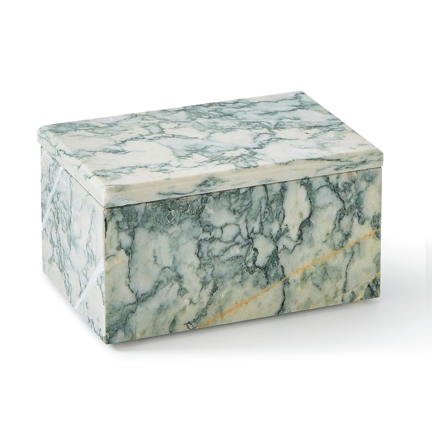 Sumlus Natural Marble Storage Box with Lid, Rectangular Stone Organizer Box for Jewelry, Cotton Swabs, Makeup, 5.9x3.9x3.1 Inch Luxury Home Decor Marble Keepsake Box
