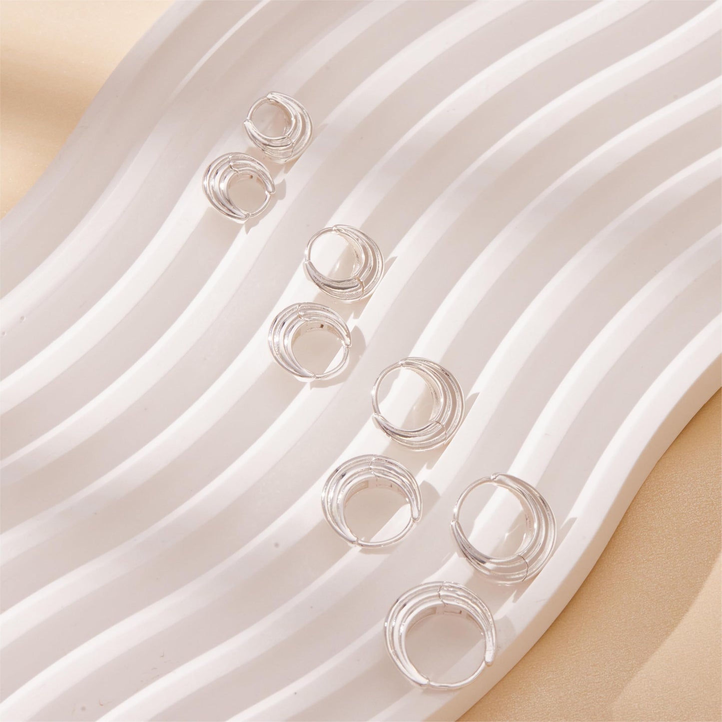 Silver Hoop Earrings Set for Women Huggie Cartilage Clip On Earrings Set for Multiple Piercing Lightweight Jewelry