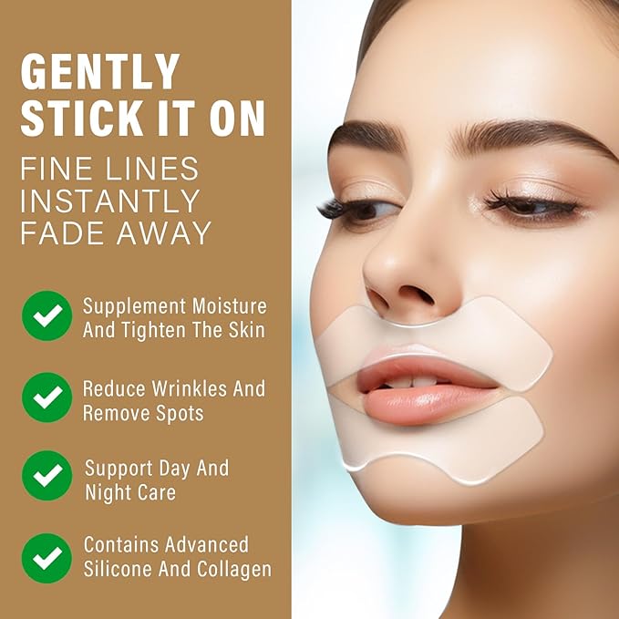 Anti Wrinkle Patches for Lip, Smile Line patches, Silicone Sticker for Smooth Fine Lines, Collagen Mask for Lip Lift, Fast Acting