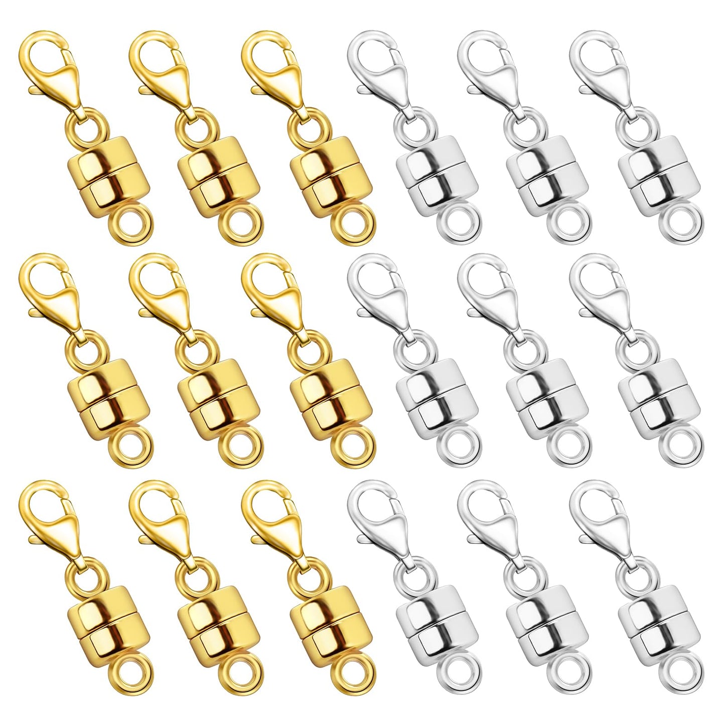 OHINGLT Magnetic Necklace Clasp Extra Strong, Gold and Silver Plated Magnet Jewelry Clasps Converters, Bracelet Extender for Women Seniors