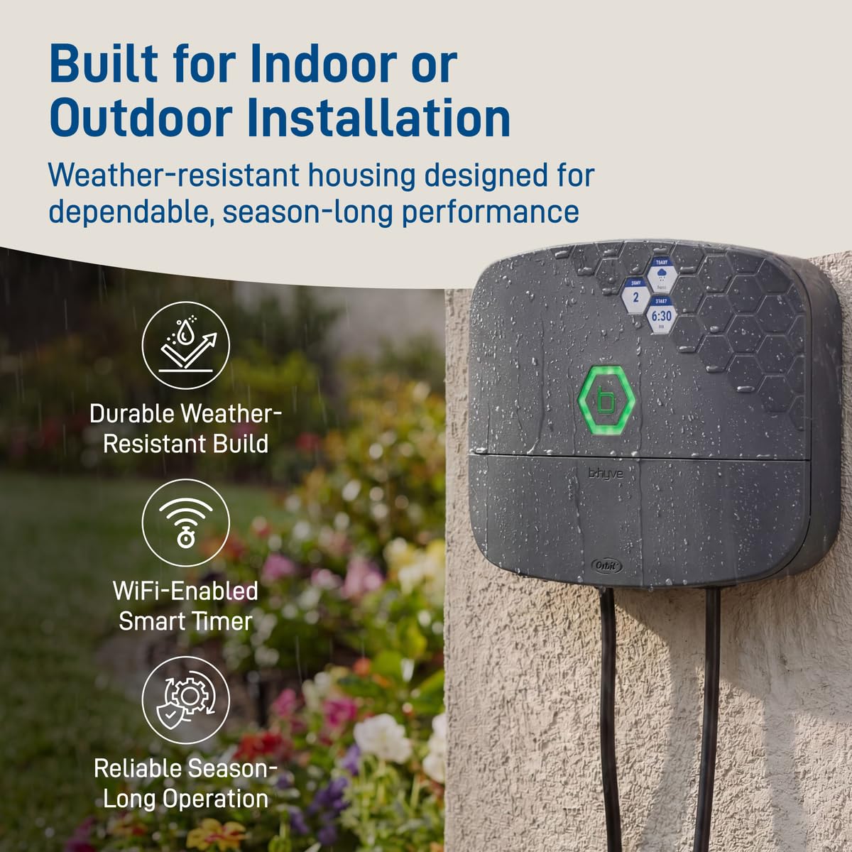 Orbit B-hyve XR Smart Sprinkler Timer - 8-Zone - WiFi-Enabled Indoor/Outdoor Irrigation Controller - App Control - Weatherproof Watering System - Multi Zone - Custom Programs - 57985