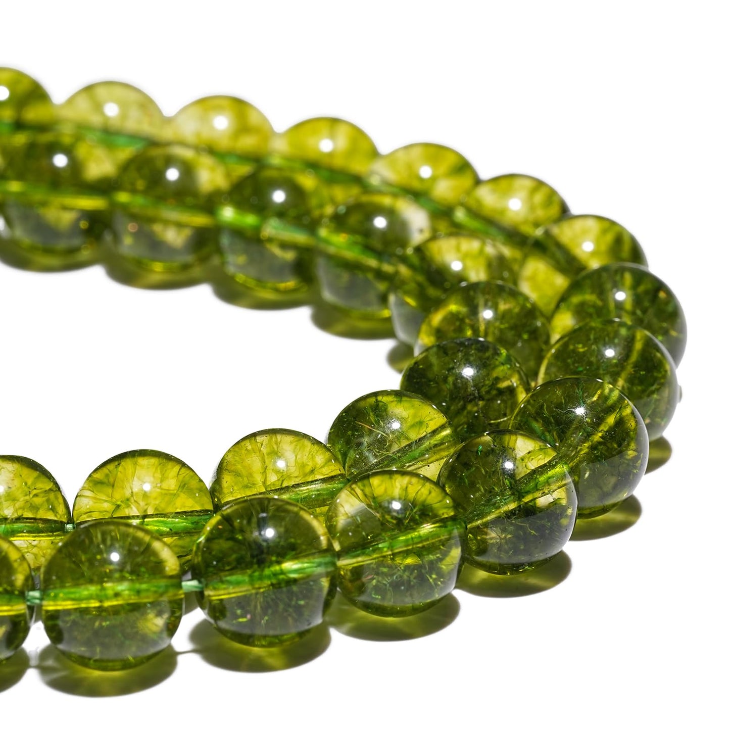 8mm Natural Peridot Gemstone Beads Polished Round Smooth Stone Beads for Bracelets Jewelry Making 15inch Loose Beads