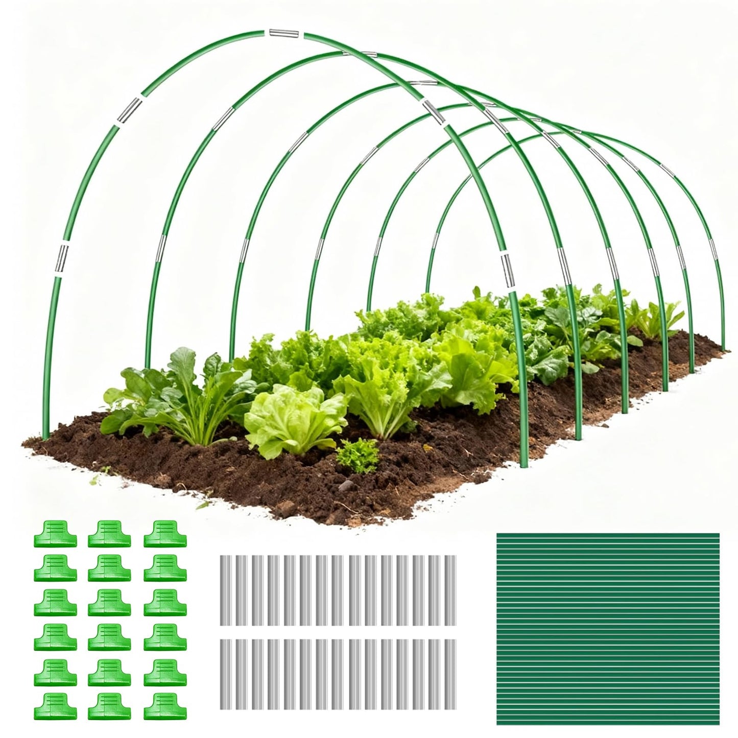 Gardynex 36 PCS Garden Hoops for Raised Beds, Rust-Free Plastic Coated Fiberglass Greenhouse Hoops, DIY Garden Tunnel Kit for Netting & Row Cover, Flexible Plant Support Stakes for Garden