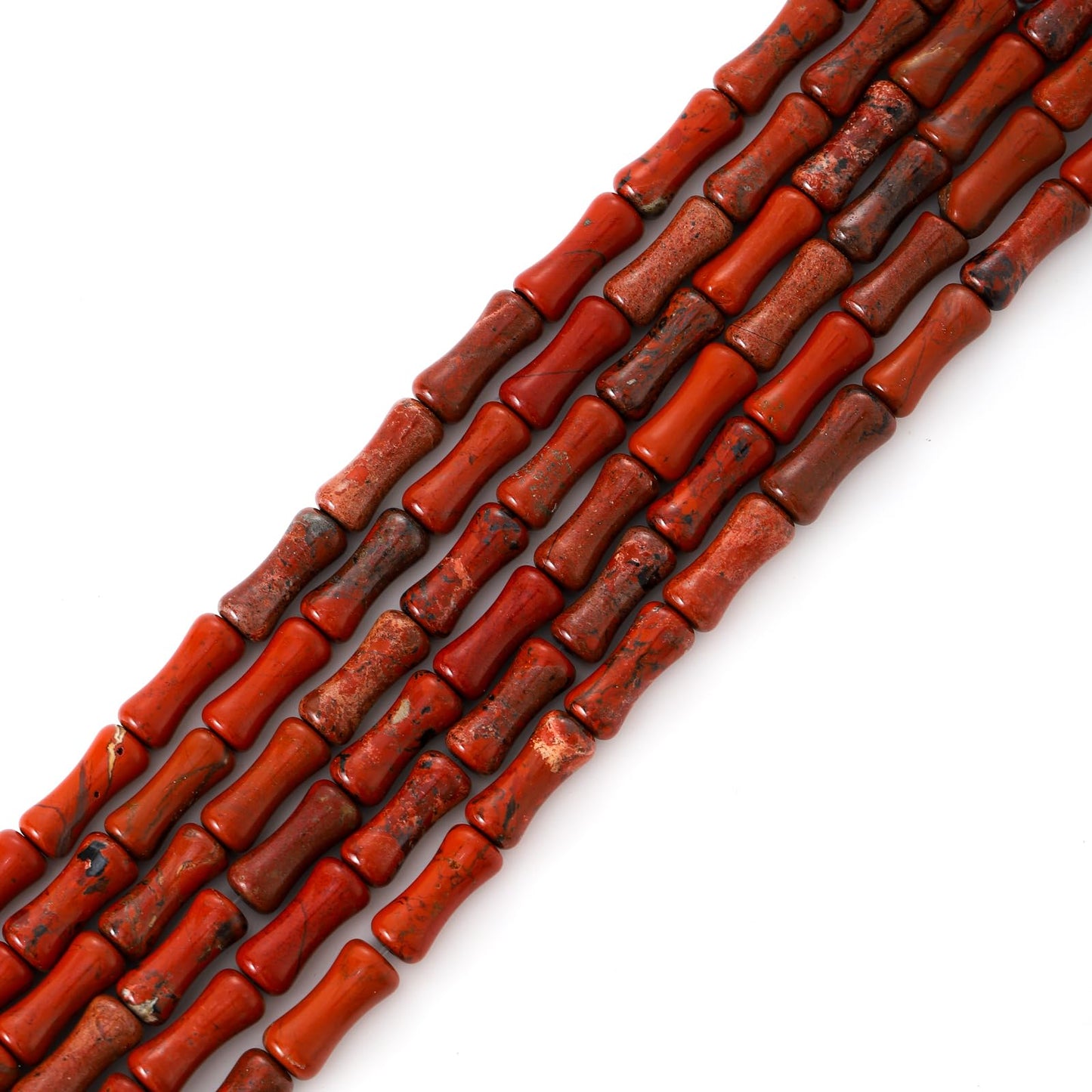 5x12mm Natural Red Stone Bamboo Shape Gem Healing Energy Loose Spacer Beads for DIY Necklace Bracelet Earring
