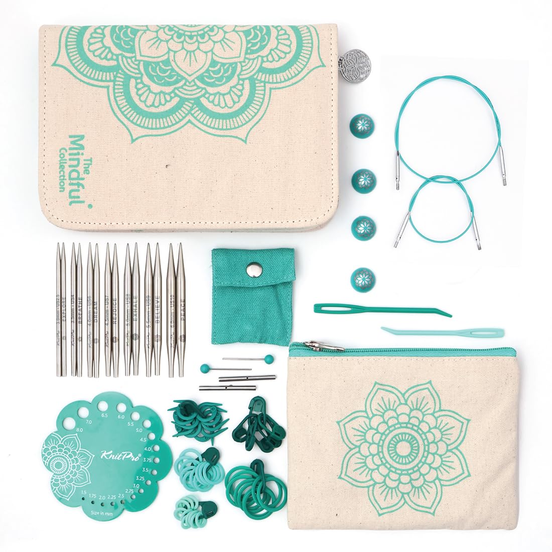 KnitPro The Mindful Collection Kindness Interchangeable Needle Set 4" (10cm) | 7 US Sizes (2.5-10)