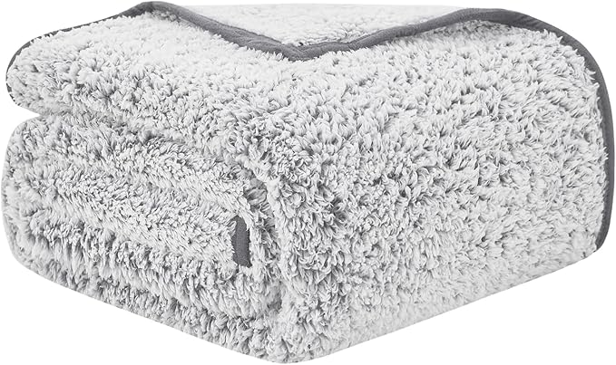 EMME Fuzzy Blanket Soft Fleece Throw Blankets for Women, Fluffy Sherpa Throws(Plush Grey,50"x60")