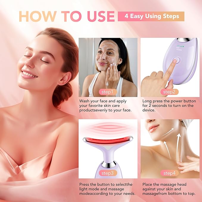 Red-Light-Therapy-for-Face, Facial Massager Wand with 7 Color - Birthday, Christmas, Mothers Day, Valentines Day, Self Care Gifts for Her Women Mom Best Friend Wife Teacher (Purple)