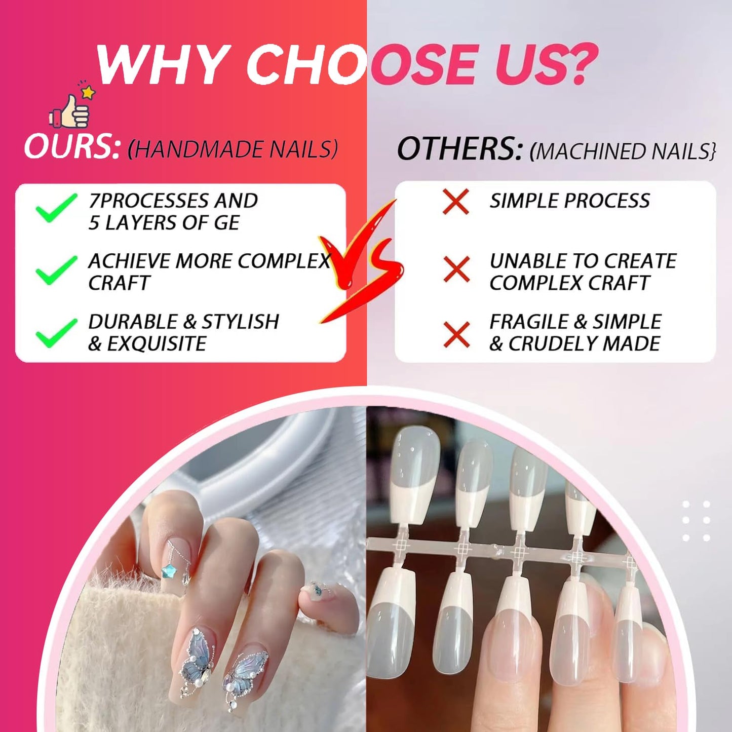 10pcs Handmade Press on Nails,Luxury Handmade Nails, 3D Design Hand-painted Nail Art,Reusable Gel Glue on Fake Nails (TM-9002-S)
