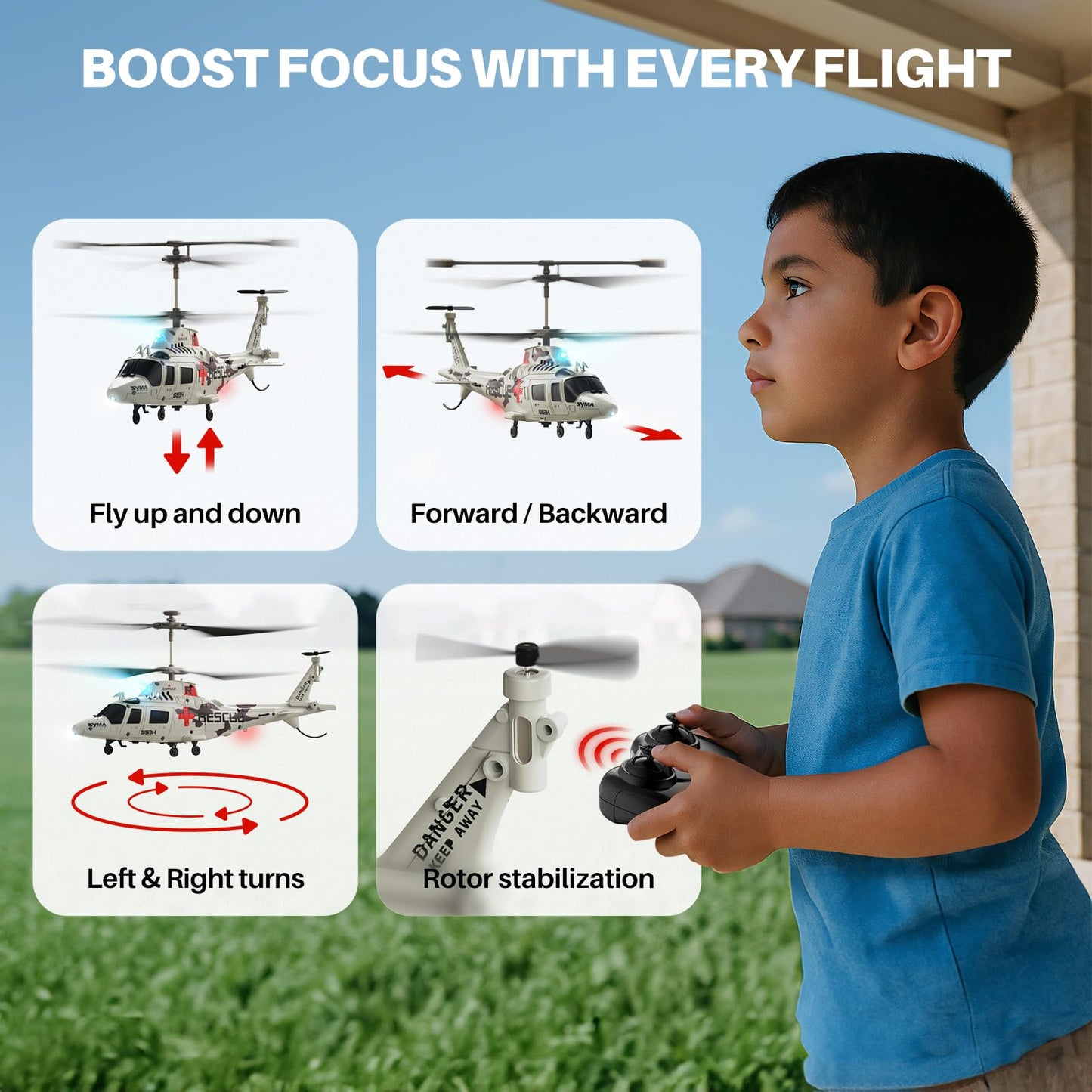SYMA Remote Control Helicopter, S53H Rescue RC Helicopter with Upgraded Protection System, Lifelike Simulation, Easy to Fly, Educational Toy & Gift for Boys Girls Beginners