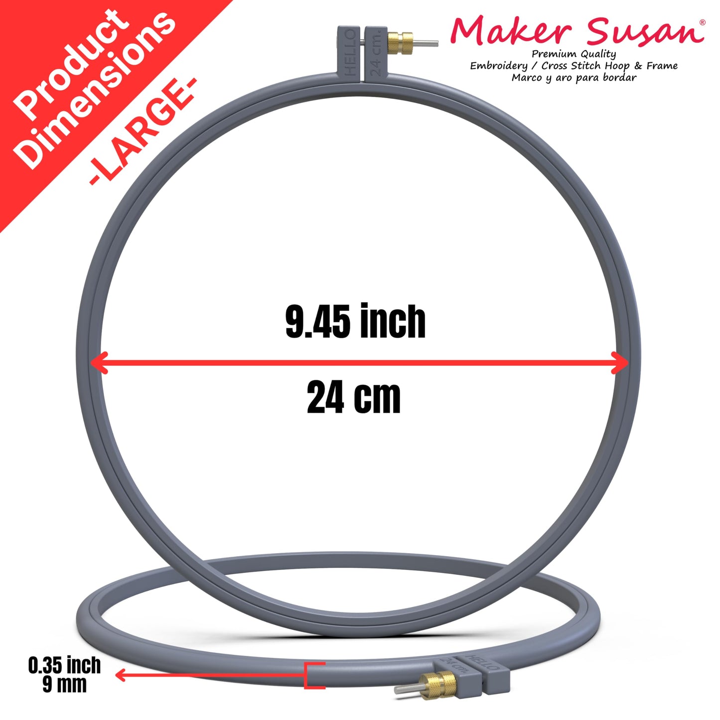 Maker Susan Plastic Embroidery Hoop, Hello Series Cross Stitch Hoops for Beginners, Punch Needle Hoop, Embroidery Frames for Sewing, Needlework (Anthracite Grey, 2 Pcs Set)