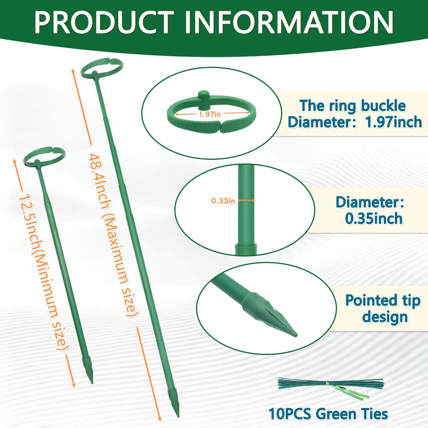 Telescoping Monstera Plant Support Stakes, 12.5IN to 48.4IN Adjustable Length, Extendable Plant Stakes for Indoor Plants, Premium Stainless Steel Material Plants Sticks for Orchids, Tomatoes- 7Pack