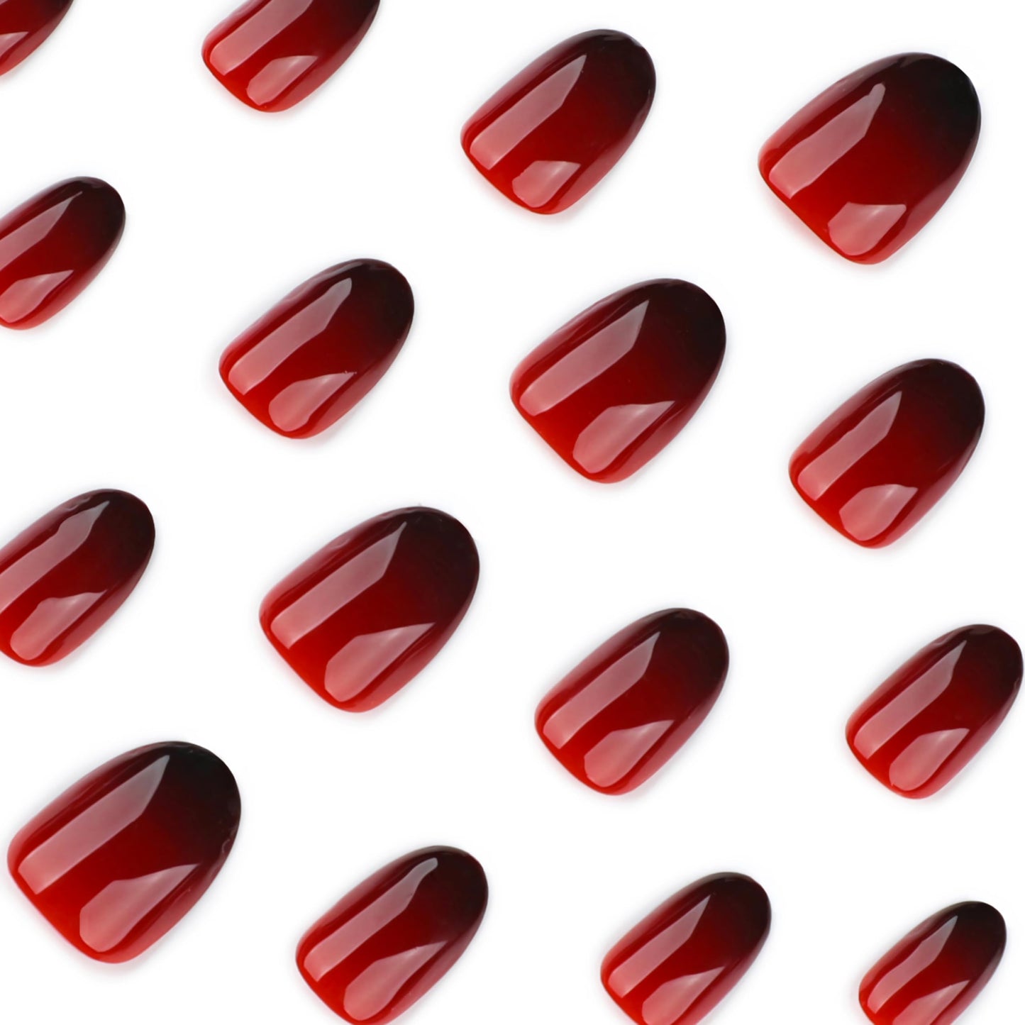 BABALAL Short Press on Fake Nails Black Red Gothic Acrylic Nails, Round Oval, Halloween, 24Pcs, Glossy, Reusable, False Nails, With Glue