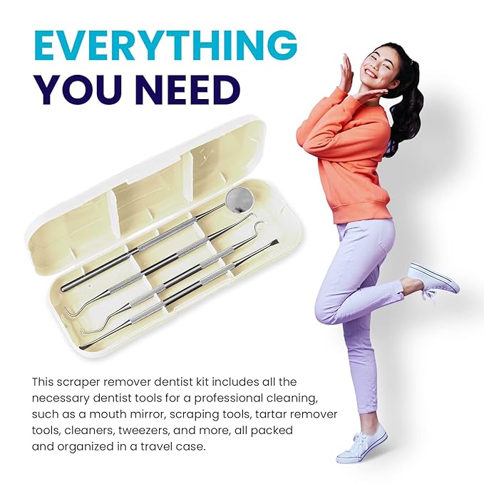Dental Duty Dental Tools, Dental Pick for Teeth Cleaning Tools – Plaque Remover for Teeth with Teeth Cleaning Kit - Stainless Steel Dental Mirror for Teeth, Scraper and Scaler, (OffWhite)