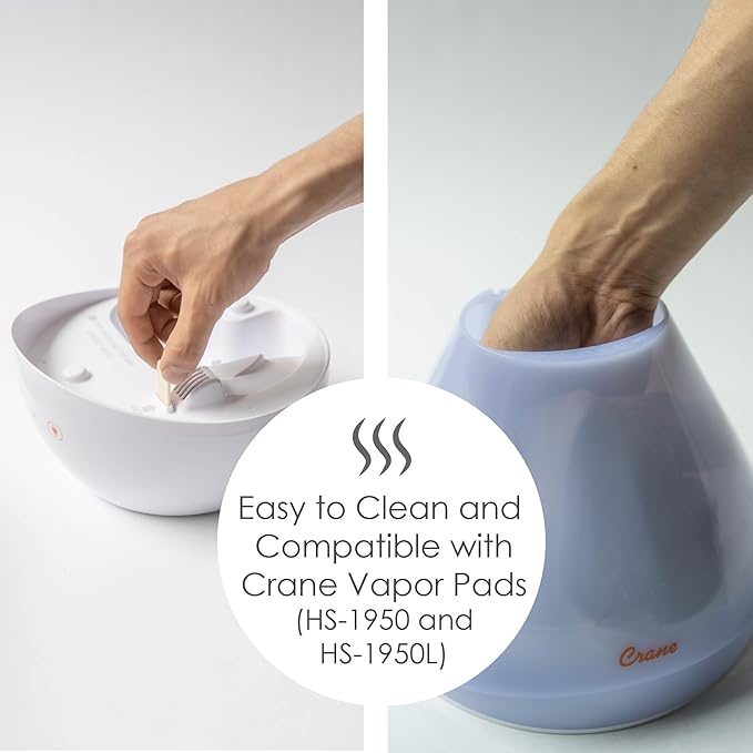 Crane 4-in-1 White Drop Ultrasonic Cool Mist Humidifier with Sound Machine, Night Light, Aroma Tray, 1 Gallon Top Fill White