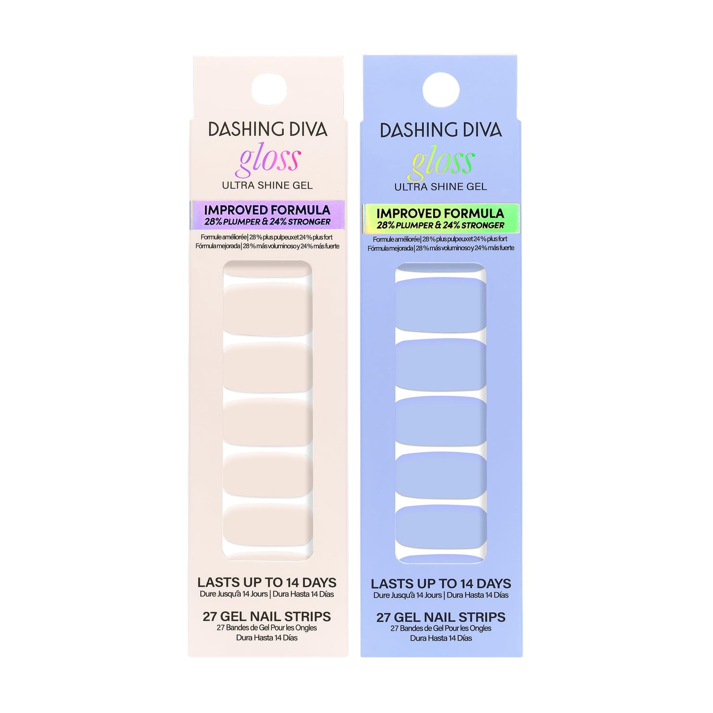 Dashing Diva Gloss Nail Strips Bundle - The Blue Sky Collection - Birdie & Parfait - UV Free, Chip Resistant, Long Lasting Gel Stickers - Contains 2 Sets