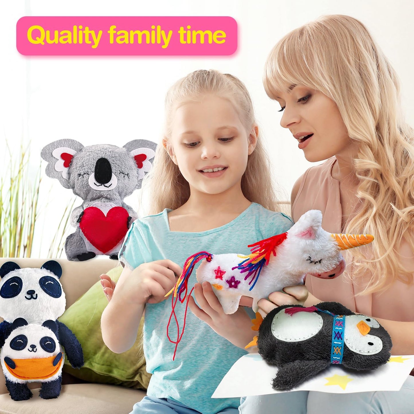 Avenir My First Sewing Kit – Easter DIY Craft for Kids Ages 6+, Premium Plush Animal Set, Child-Safe Tools, Easy Stitching, Develops Motor Skills, Perfect Easter Basket Stuffer for Boys & Girls