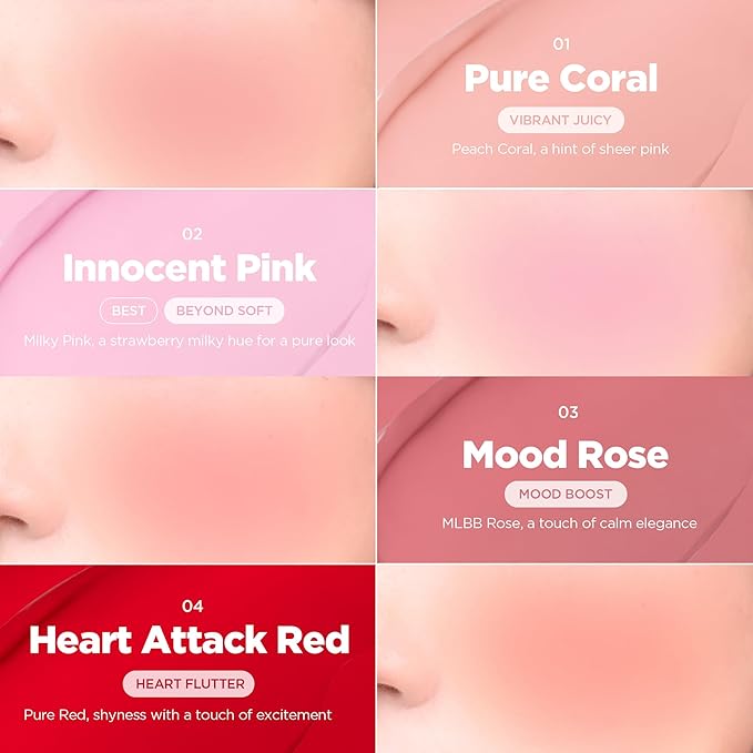 lilybyred Luv Beam Cheek Balm | Heart-Shaped Korean Cream Blush, Semi-Matte Finish, Long-Lasting, Blendable & Buildable, Soft Creamy Texture, Lightweight, Natural Flush, 0.12 oz. (07 Ruddy Pink)