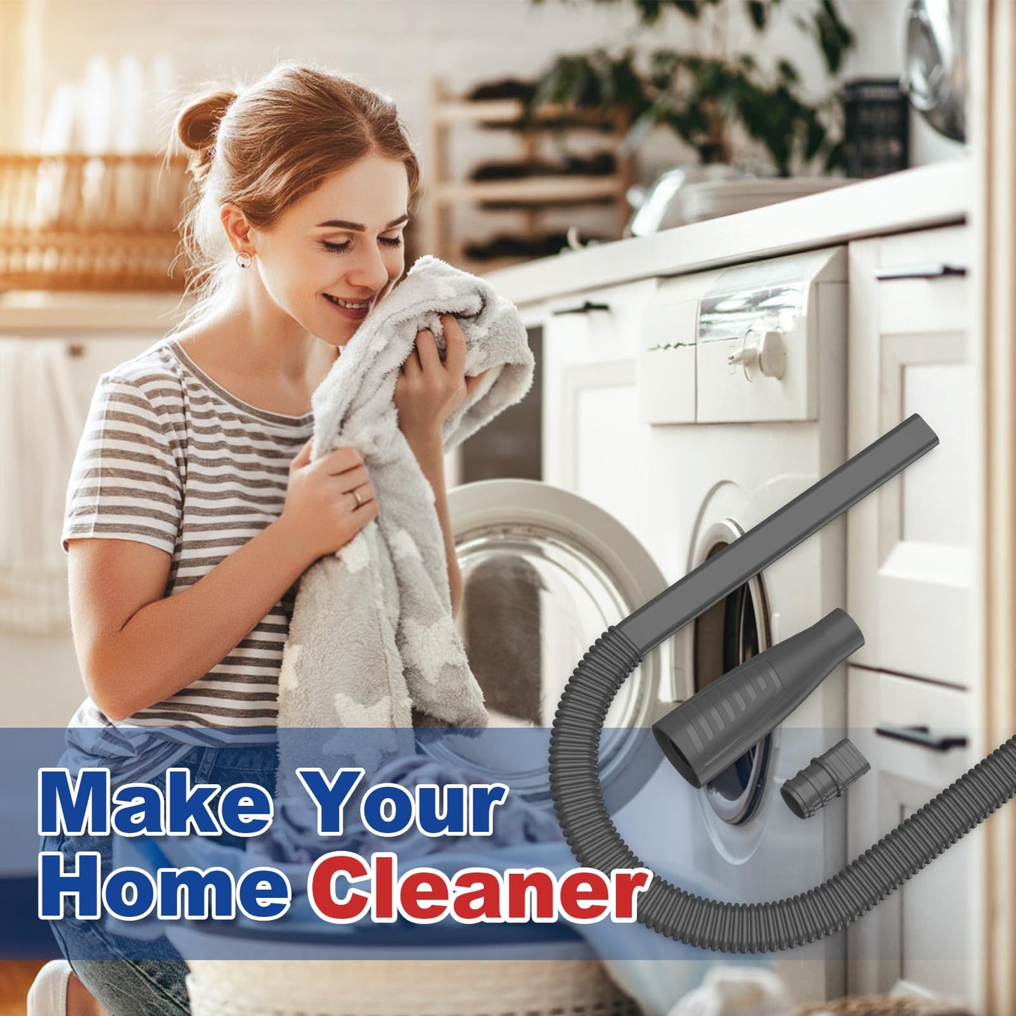 Sealegend 2 Pieces Dryer Vent Cleaner Kit and Flexible Dryer Lint Brush Vacuum Hose Attachment Power Lint Remover Refrigerator Coil Brush, Black