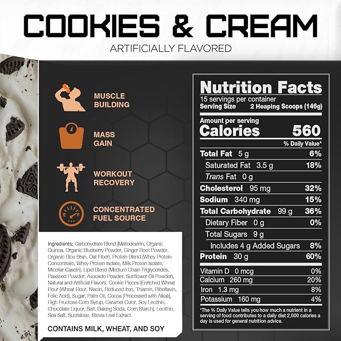 Rival Nutrition Clean Gainer - Cookies & Cream, 5lbs