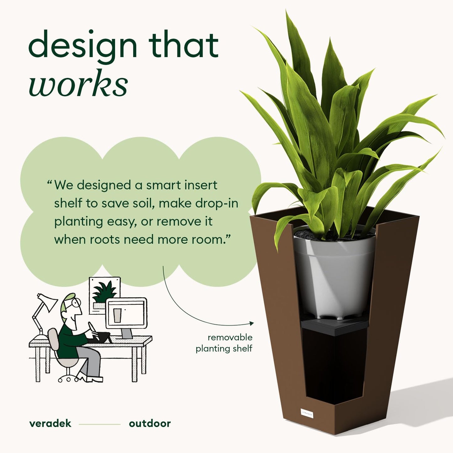 Veradek V-Resin Indoor/Outdoor Taper Planter (30 inch, Espresso)