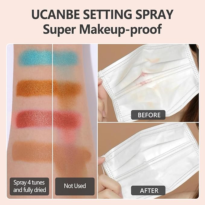Long Lasting Makeup Setting Spray Kit - 3.38 Fl oz Super Matte Finish Setting Mist Lightweight Face Make up Fixer for Oily Skin + 1PC Sponge Puff + 1PC Powder Puff