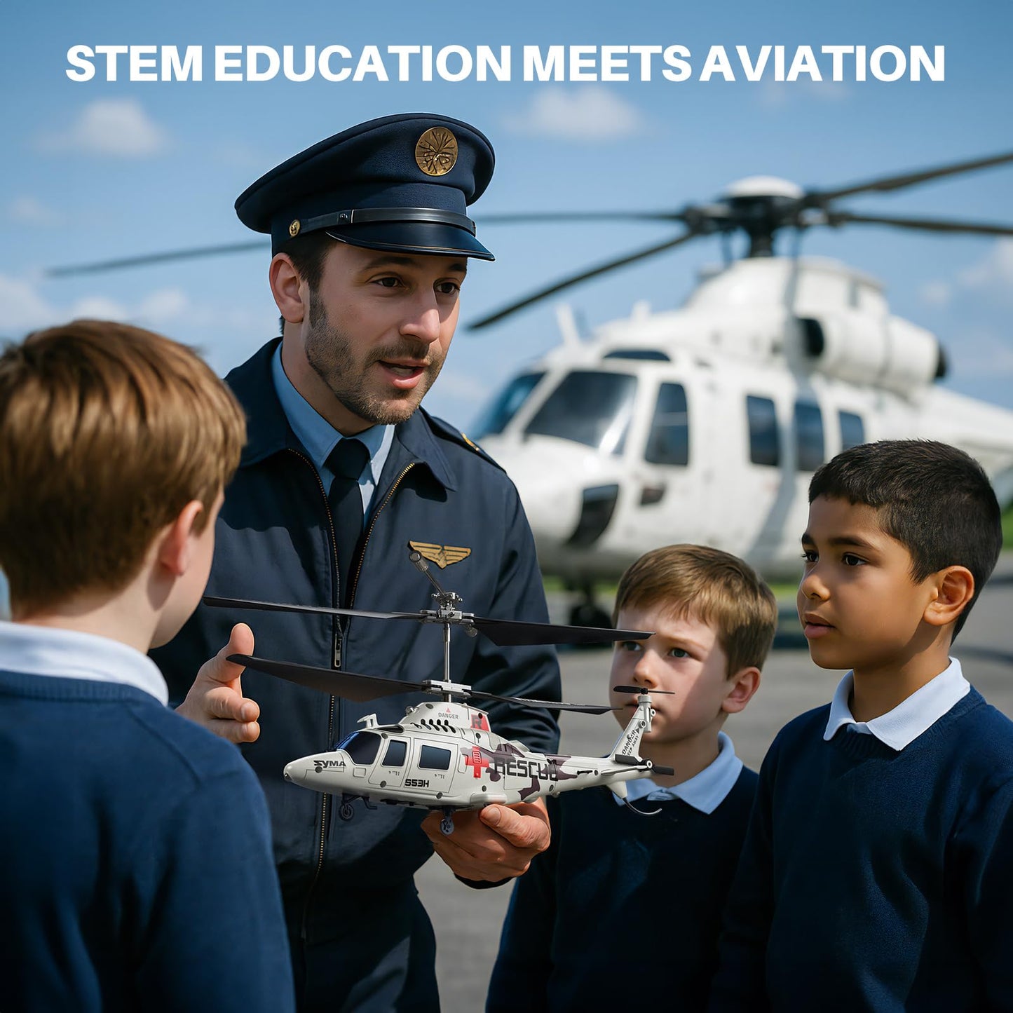 SYMA Remote Control Helicopter, S53H Rescue RC Helicopter with Upgraded Protection System, Lifelike Simulation, Easy to Fly, Educational Toy & Gift for Boys Girls Beginners