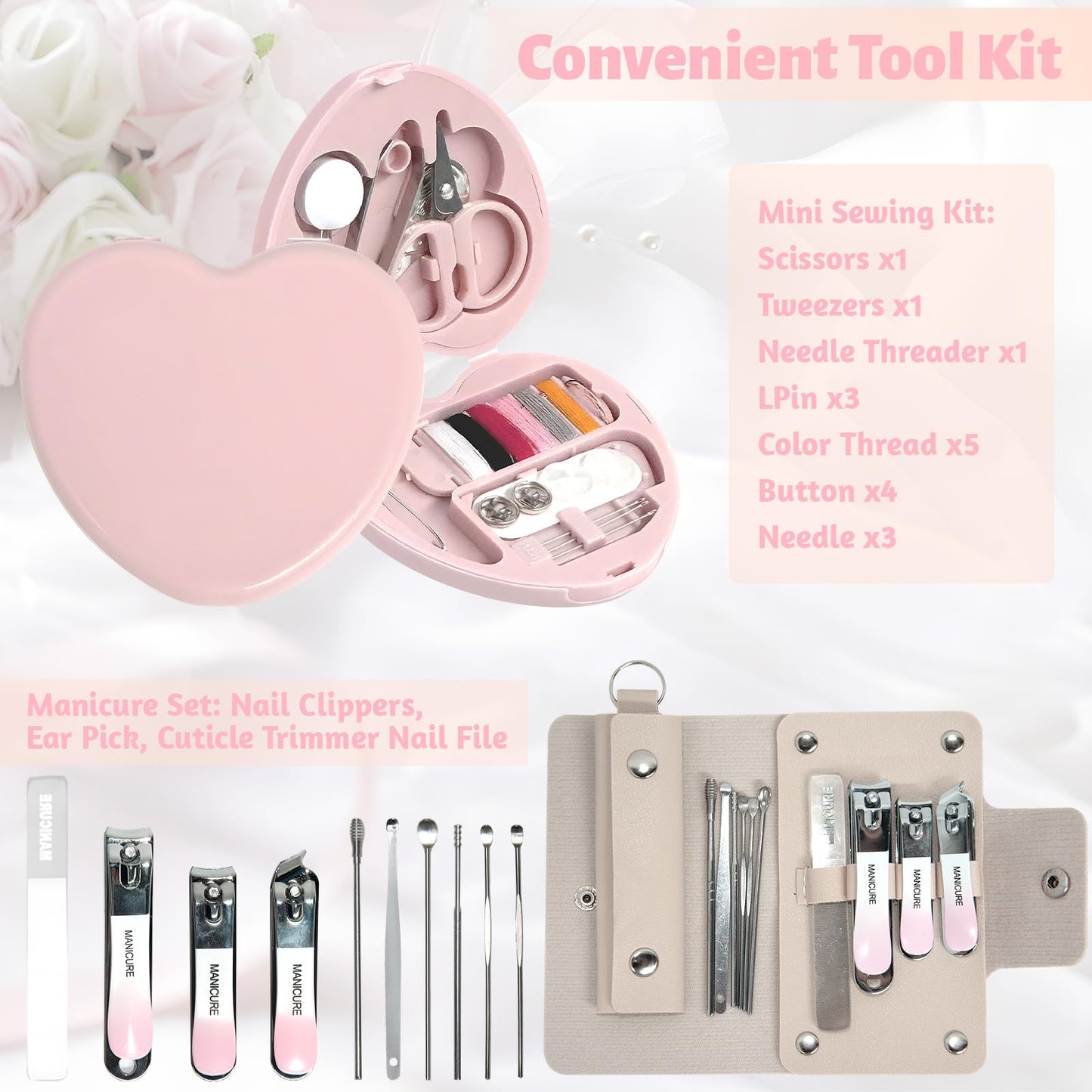 Wedding Emergency Kit for Bride, Wedding Survival Set with Makeup Bag, 42 Pc Wedding Daily Travel Essential Items