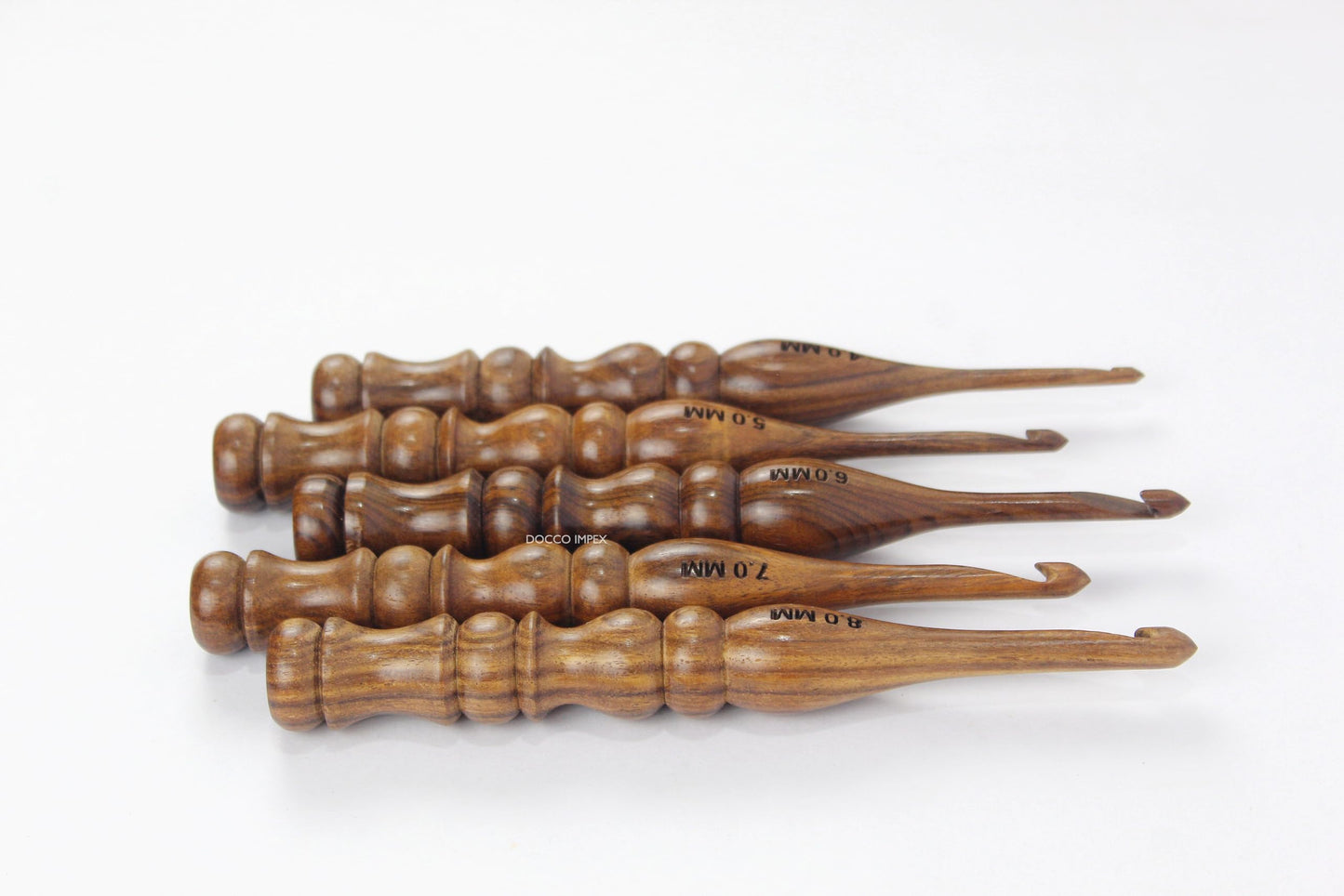 Wooden Crochet Hooks Set Rosewood Needles for Knitting & Crocheting Size 4mm to 8mm Ergonomic Soft and Comfortable Grip Handle “Yarn Accesories (Set of 5)