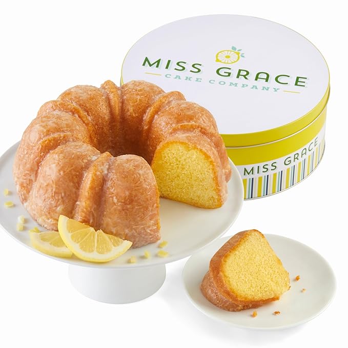 Cheryl's Cookies® Miss Grace Lemon Cake in Tin, Handmade with Freshly Squeezed Lemons, Lemon Glazed, Kosher, For Any Occasion, Birthday, Anniversaries, Congratulations, 12 Servings