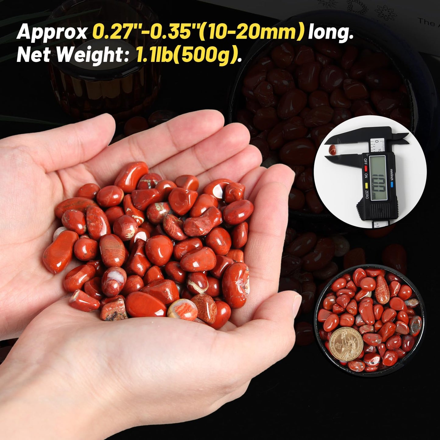 1.1lb Natural Red Jasper Crystal Chips-Red Jasper Healing Crystals Chips, Crushed Crystal Gemstones for Crafts, Beautiful Package for Gift