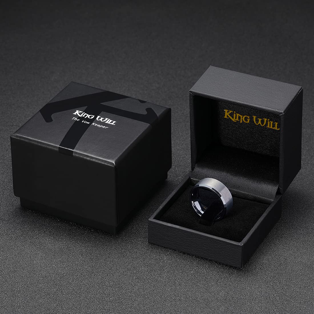 King Will Silver 9mm Men's Wedding Ring - Brushed Matte Finish, Beveled Polished Edge, Comfort Fit Size 8