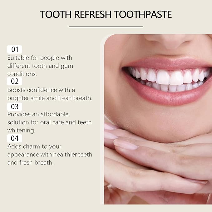 Natural Tooth Refresh Toothpaste,Hydroxyapatite Toothpaste, Enamel Protection and Tooth Strengthening, for Fluoride-Free Formula for Sensitive Teeth (2pcs)
