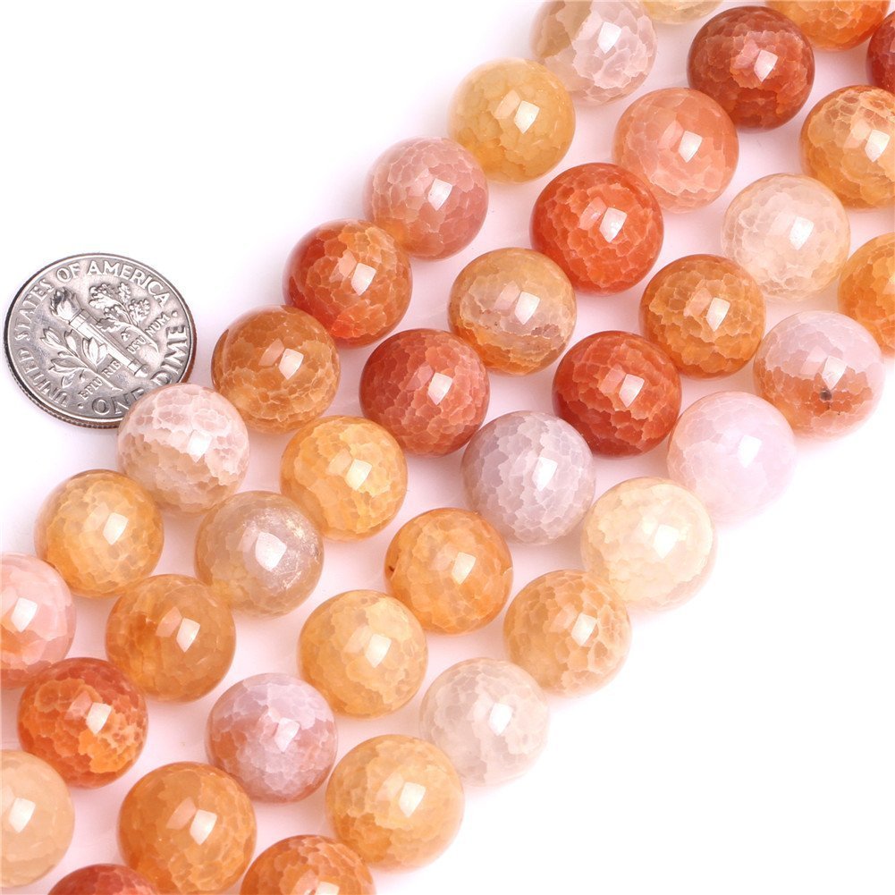 8mm Natural Crackled Agate Beads Round Gemstone Loose Beads for Jewelry Making (47-50pcs/strand)