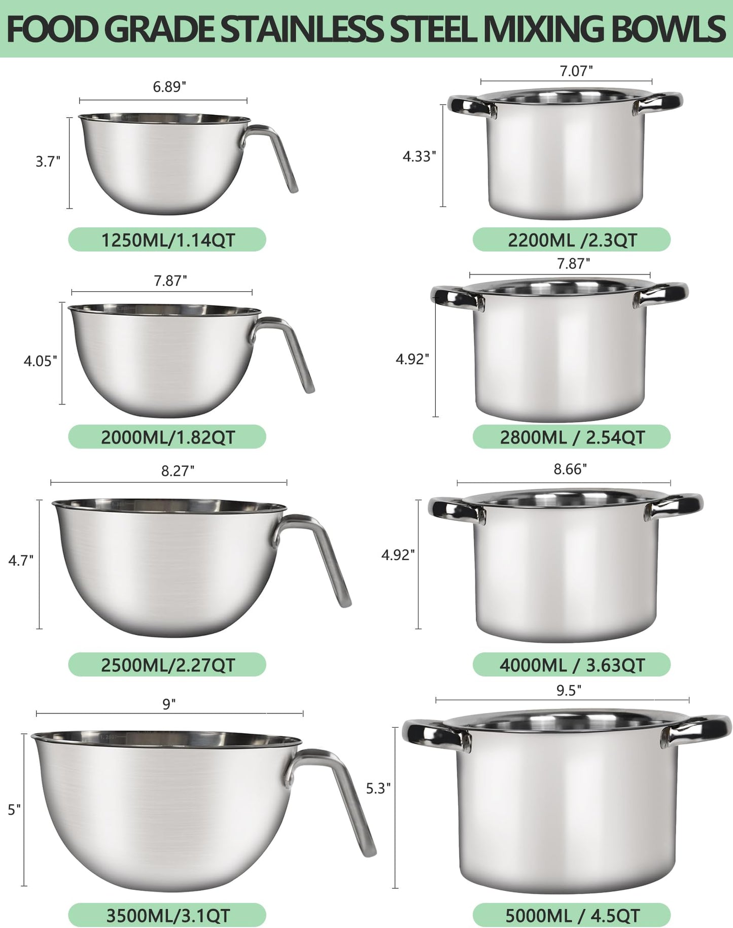 Large Double Boiler Pot Set,3500ML/3.1QT Mixing Bowl for Chocolate Melting, 5000ML/ 4.5QT 304 Stainless Steel Pot With Silicone Spatula for Melting Chocolate, Candy, Candle, Soap, Wax