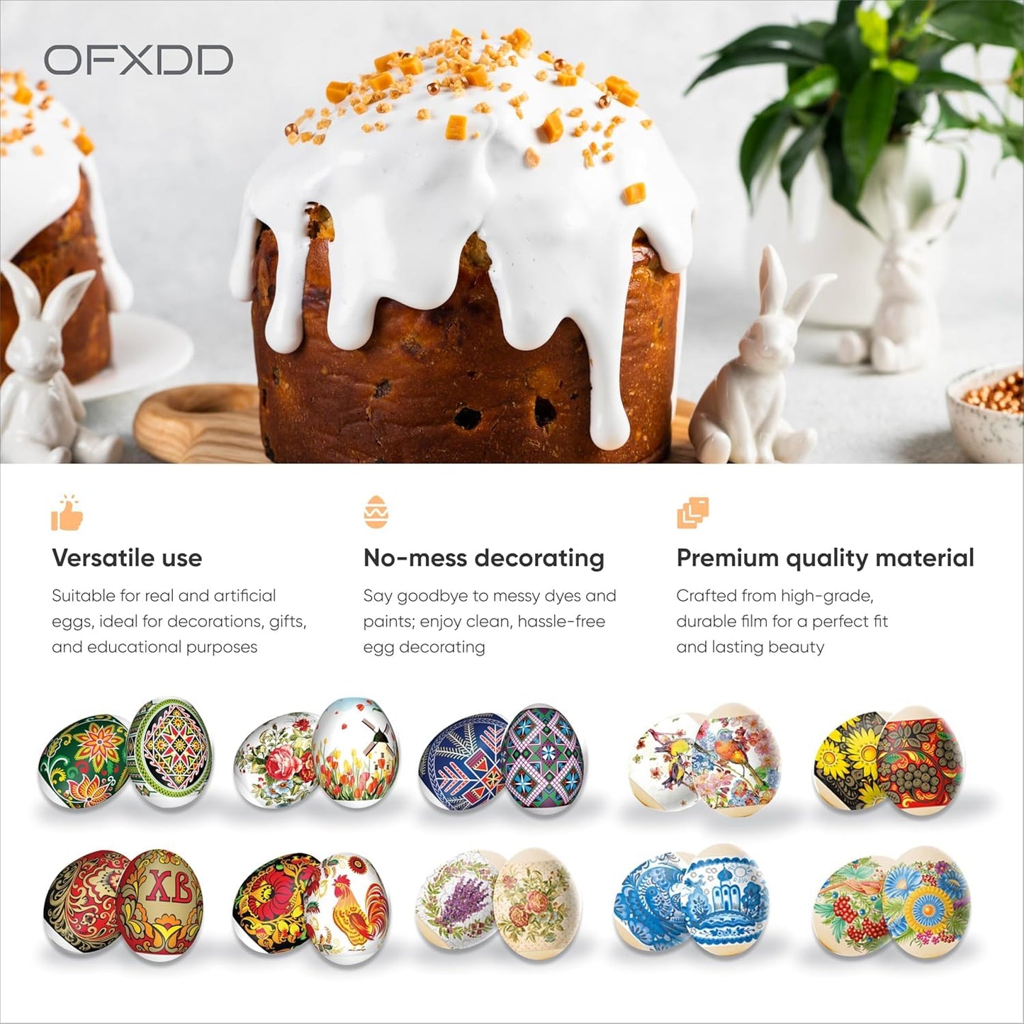 Egg Wraps Easter Set for Pysanky 70 Pcs - Thermo Heat Easter Egg Wraps Ukrainian - Traditional Easter Egg Shrink Wrappers with Patterns - Orthodox Slavic Ukrainian Egg Decorating Kit