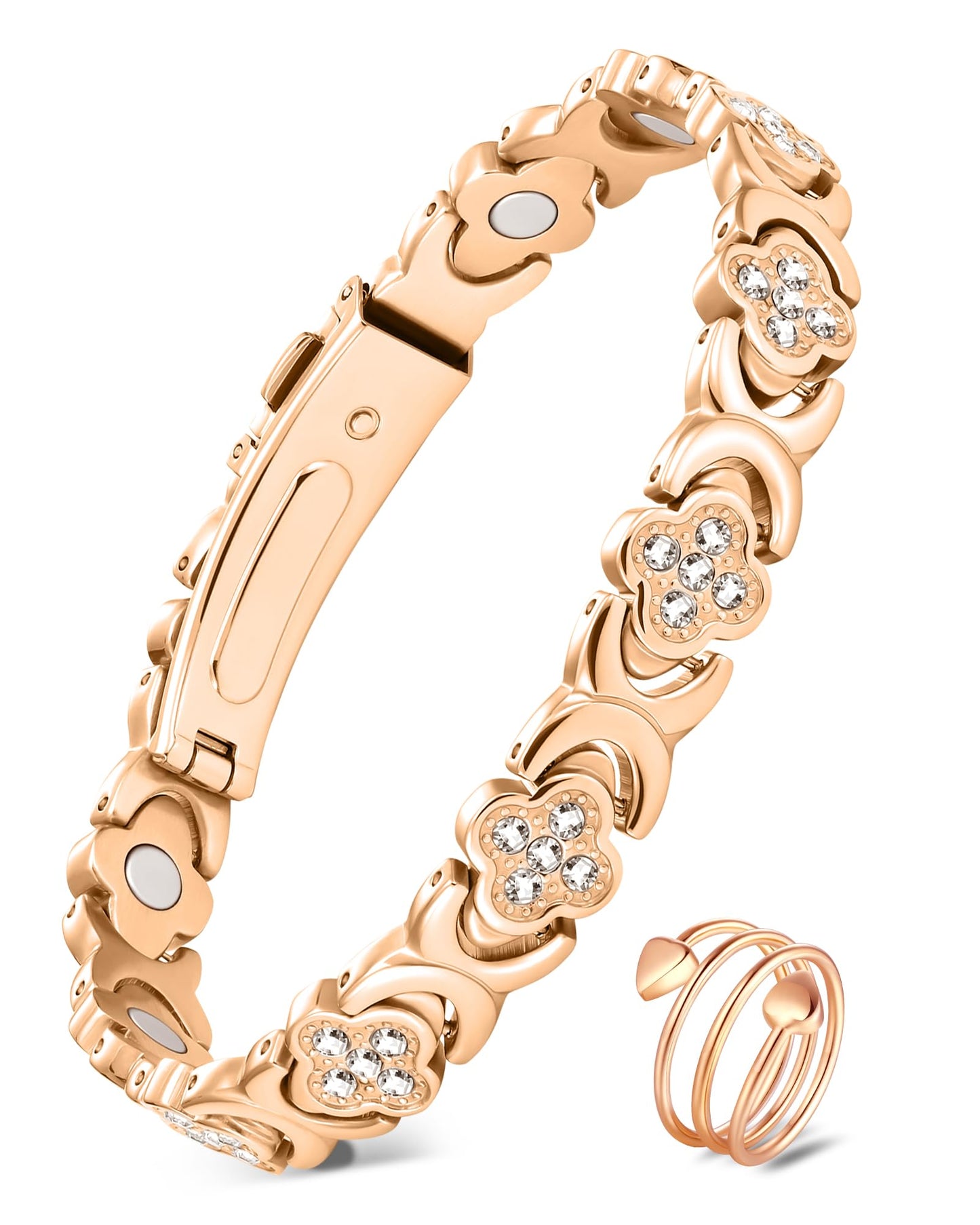 Jecanori Copper Bracelets for Women&Ring, Pure Copper Magnetic Bracelet with 3500 Gauss Magnets,Ideal Gift