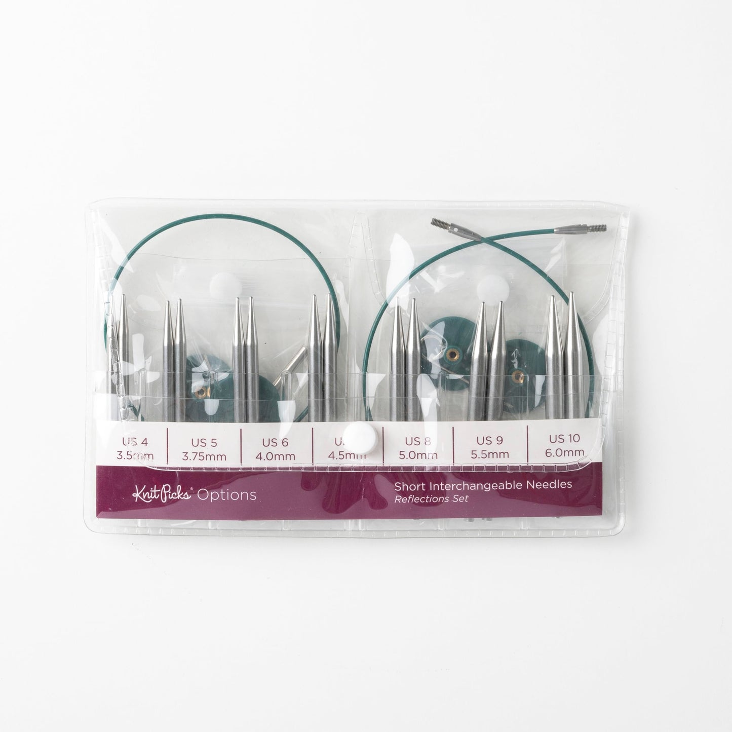 Knit Picks Options 2-3/4" Short Metal Stainless Steel Interchangeable Knitting Needle Set (Reflections Stainless Steel)