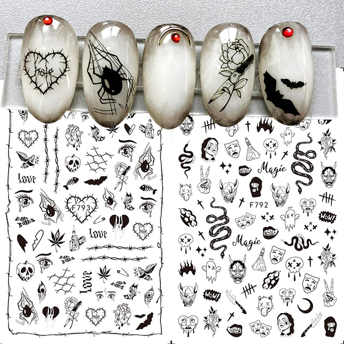 5 Sheets Halloween Scream Nail Decals Horror Nail Decals Self Adhesive Nail Scream Stickers Nail Art Supplies Red Ghost Eyes Scary Blood Design Vampire Nails Decorations for Halloween Party