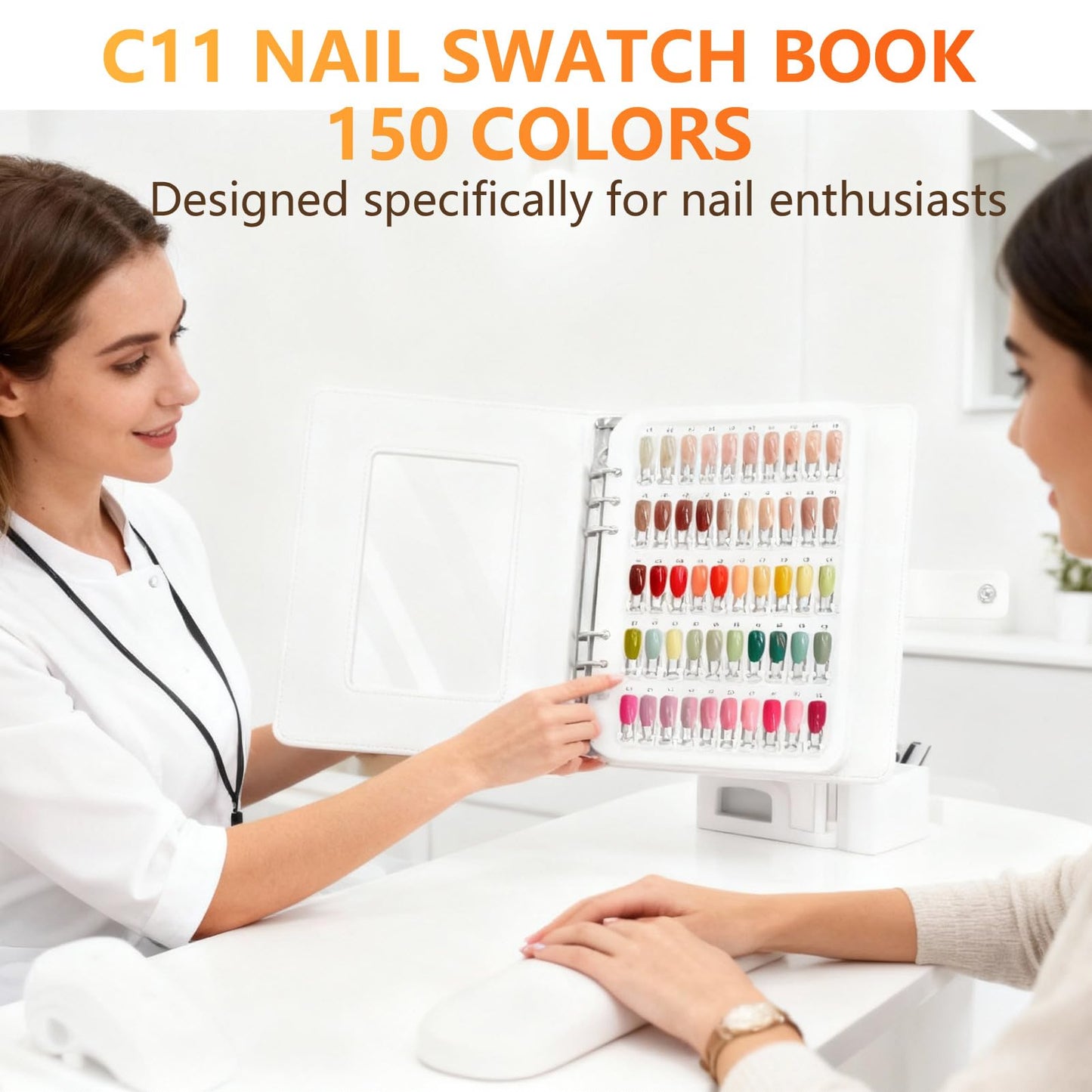 I·B·N G Upgraded Nail Color Swatches Nail Sample, Detachable 150 Nail Polish Color Display Book with Clear Nail Tips, C11