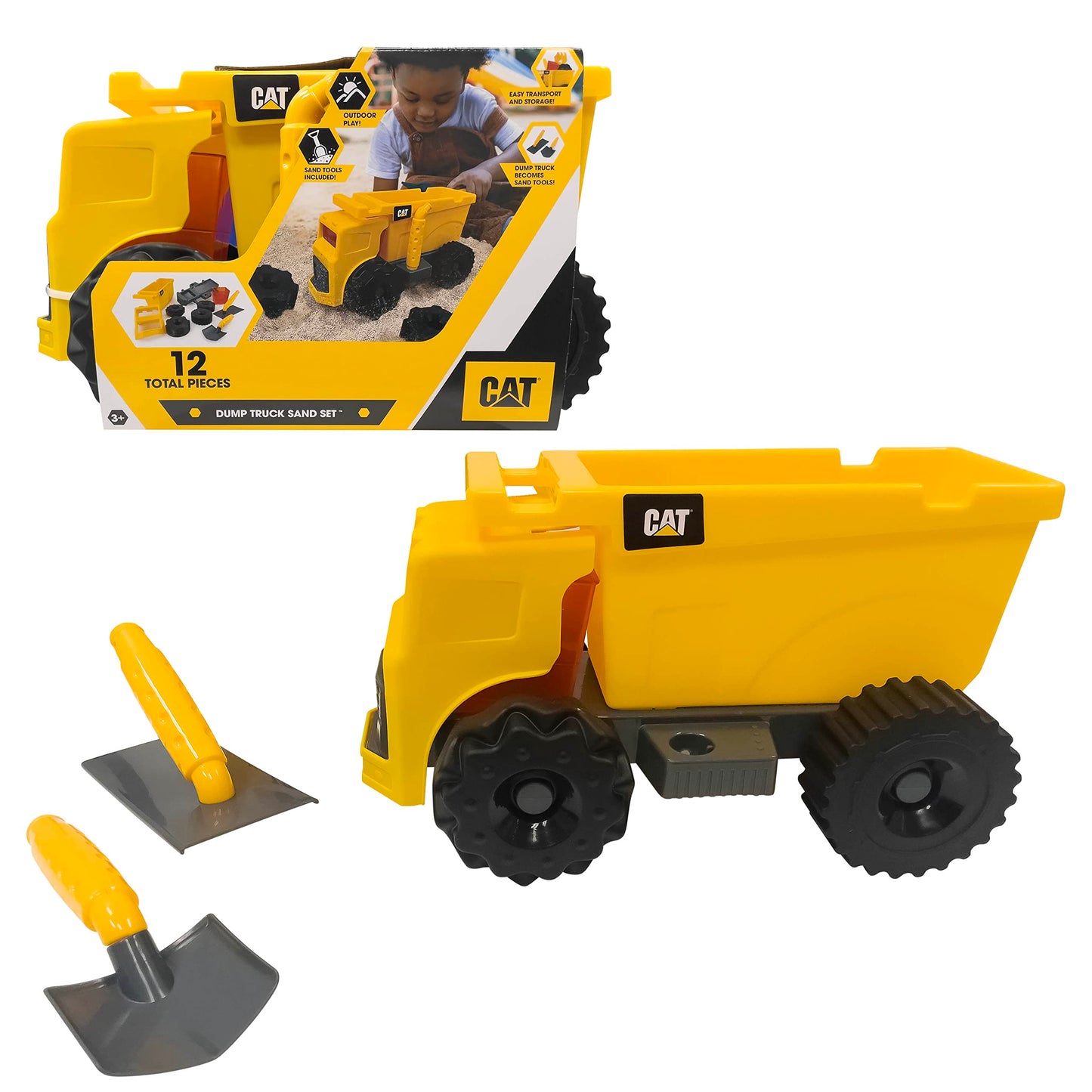 CAT Construction Toys, CAT Sandbox Construction, Dump Truck Sand Set with Sand Accessories, Ages 3 and up