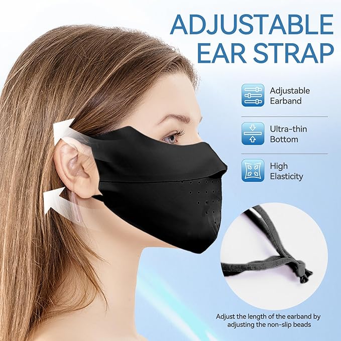 EIGIIS Sun Protection Face Cover UPF 50+ UV Face Mask Ice Silk Covering Reusable Running Fishing Golf Sports Face Shield