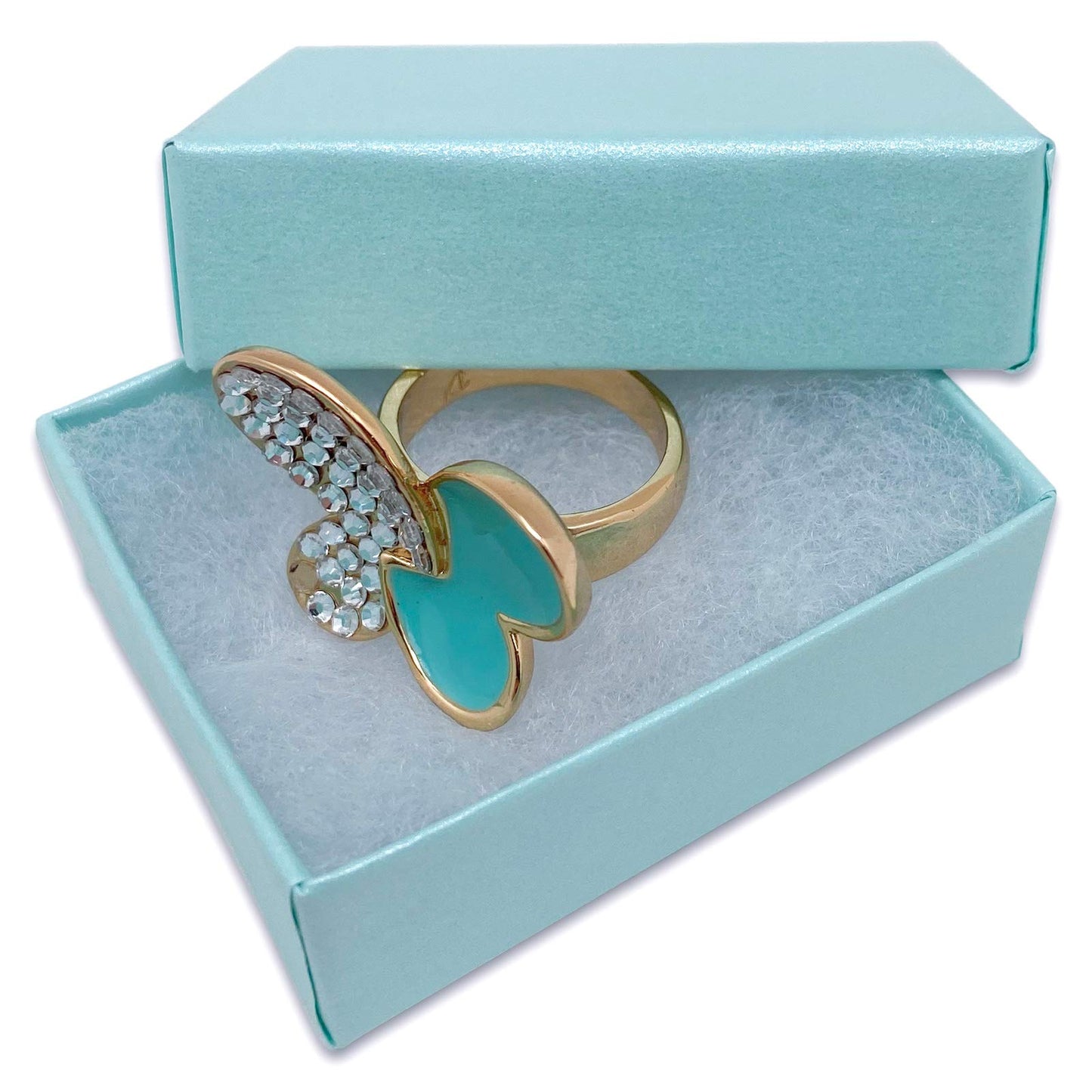 TheDisplayGuys - 25-Pack #11 Cotton Filled Cardboard Paper Jewelry Boxes Gift Case - Pearl Teal (2.1" x 1.8" x 0.8") - for Shipping or Storage