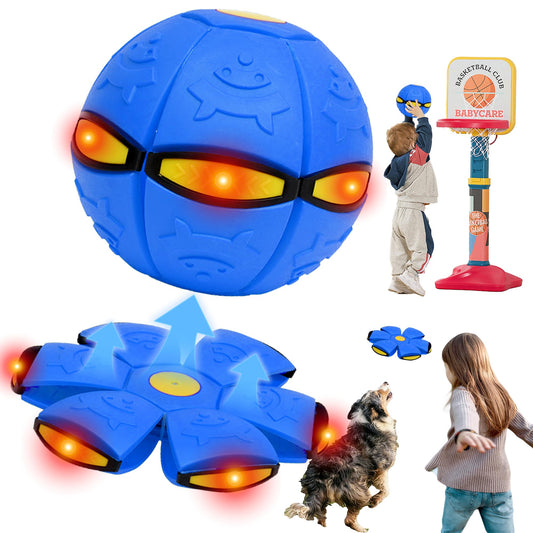 Ageroul 2-in-1 Magic Ball Toy with LED Lights – Bouncing Ball & Flying Saucer Combo, Color-Changing Boomerang Sphere for Outdoor Play, Kids & Family Games (Blue)