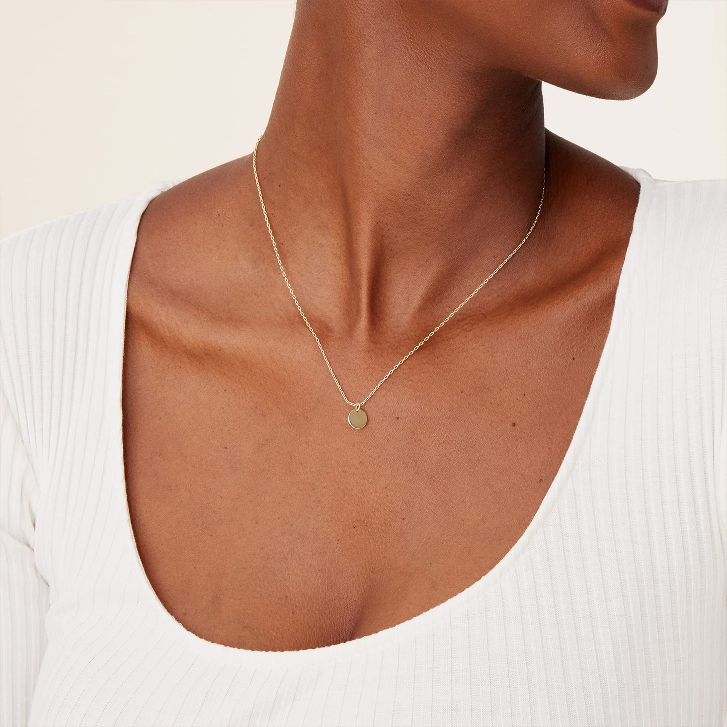 PAVOI Rhodium Plated Disc Pendant l Necklaces for Women (White Plated, Disc)