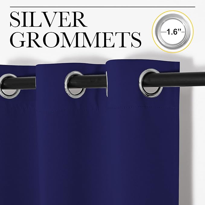 NICETOWN Navy Blue Blackout Curtains 96 inches Length for Living Room, 2 Panels, 55" Wide, Thermal Insulated Long Drapes for Large Window