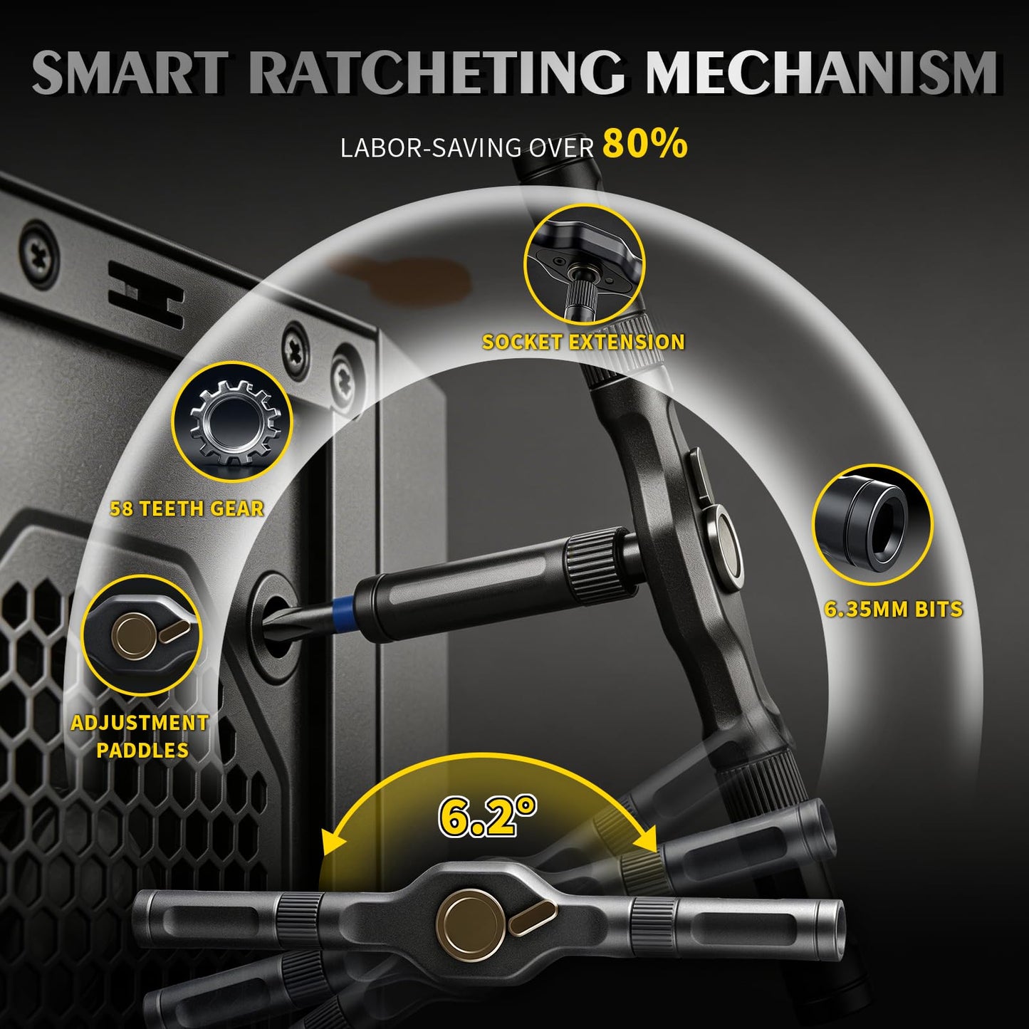 66 in 1 Magnetic Screwdriver Set, Multi-Bit Ratchet Screwdriver Kit with S2 Steel Precision Bits, T-Handle Repair Tool Set for Computer,Bicycle, Electronics, Furniture, DIY, Ideal Gift for Me Husband